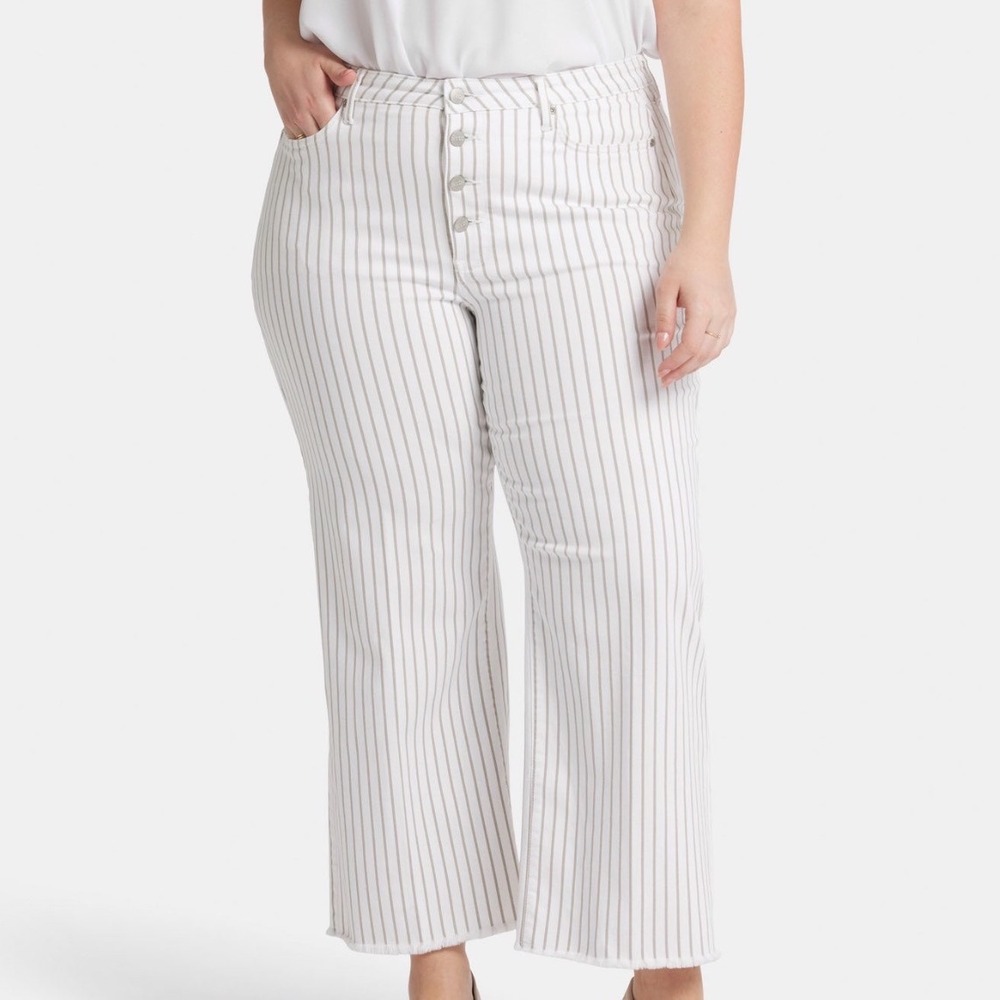 NYDJ Teresa Wide Leg High Rise Ankle Jeans Palencia Stripe Size 10 New With Tags